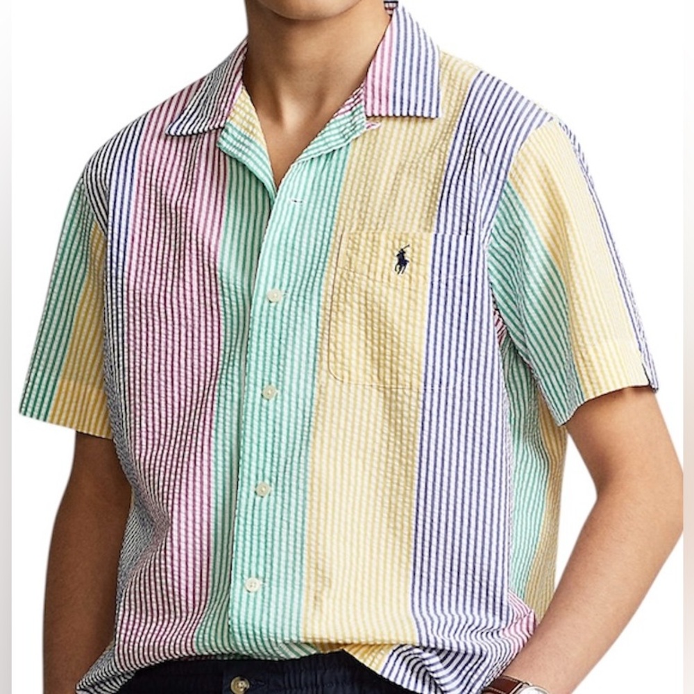 NWT Polo Ralph Lauren Blue Label Men’s XLT Seersucker Shirt Short Sleeve Summer